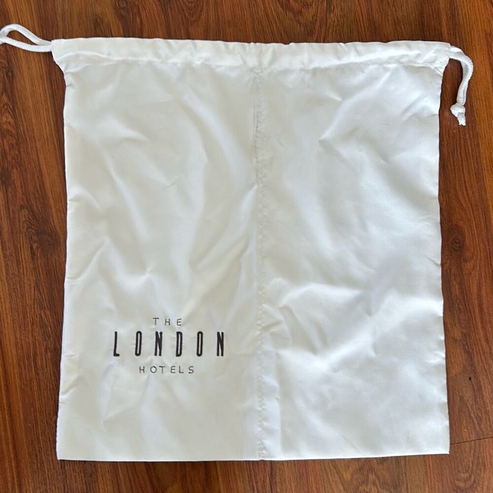 The London Hotels white shoe bag embroidered